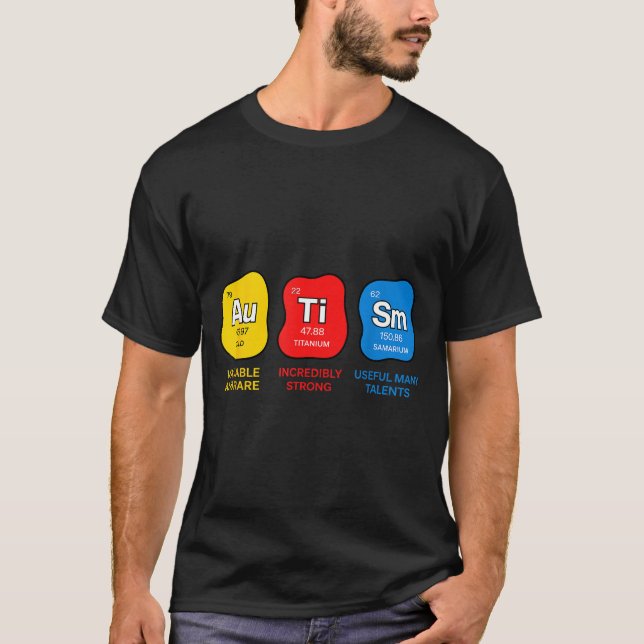 Autism awareness science periodic table elements t shirt (Framsida)