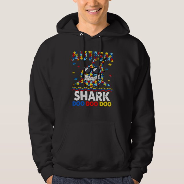 Autism Awareness Shark Kid Baby Boy Hoodie (Framsida)