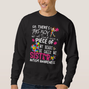 Autism Awareness Shirt där är pojken han kallar M Lång Ärmad Tröja