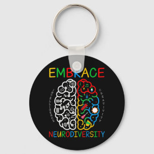 Autism Awareness Shirt Embrace Neurodiversity ADHD Nyckelring