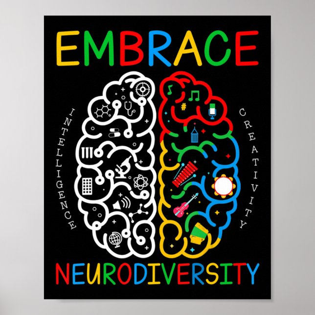 Autism Awareness Shirt Embrace Neurodiversity ADHD Poster (Framsidan)