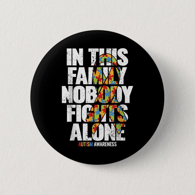 Autism Awareness Shirt Family Support Mamma Autism Knapp (Framsida)