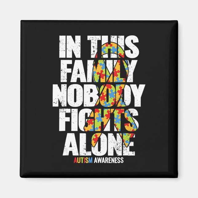 Autism Awareness Shirt Family Support Mamma Autism Magnet (Framsidan)