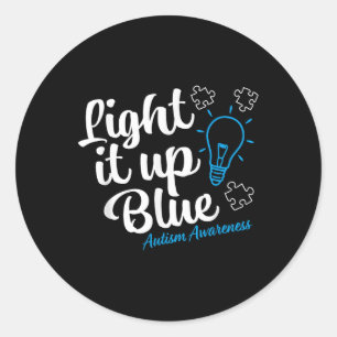 Autism Awareness Shirt Light it Blue Autism Awa Runt Klistermärke