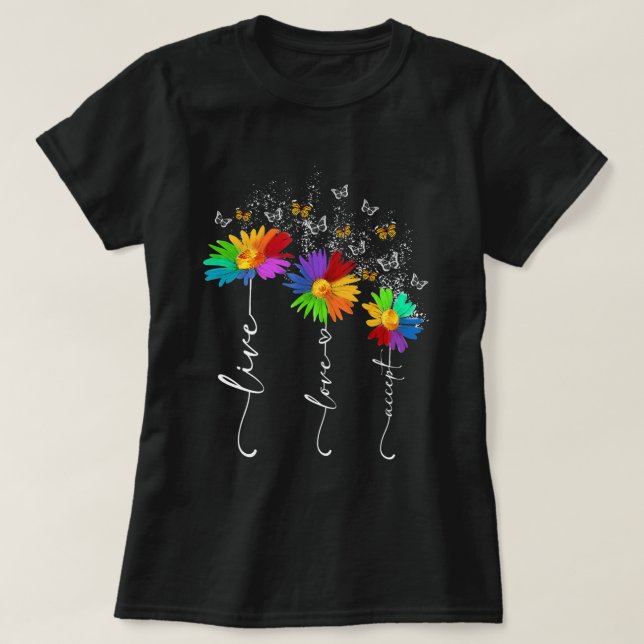 Autism Awareness Shirt Live Kärlek accepterar Auti T Shirt (Design framsida)