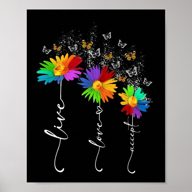 Autism Awareness Shirt Live Love Accept Autism Flo Poster (Framsidan)