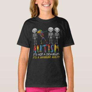 Autism Awareness Skeleton Dabbing Autistic Kids T Shirt
