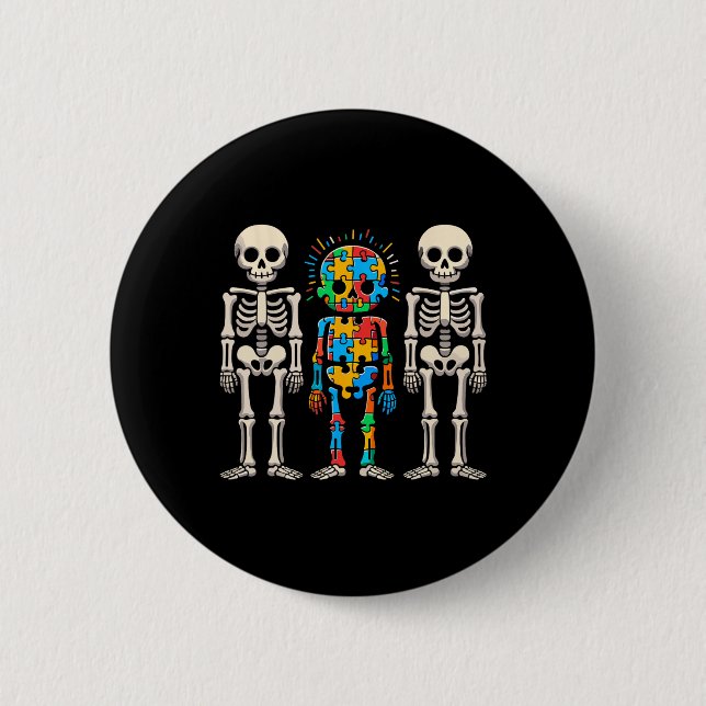Autism Awareness Skeleton Knapp (Framsida)