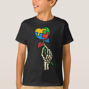 Autism Awareness Skull Hand Ro Autism Puzzle Paj T Shirt