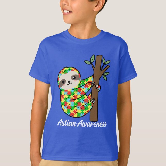 Autism Awareness Sloth Puzzle Piece | Cute Animal  T Shirt (Framsida)