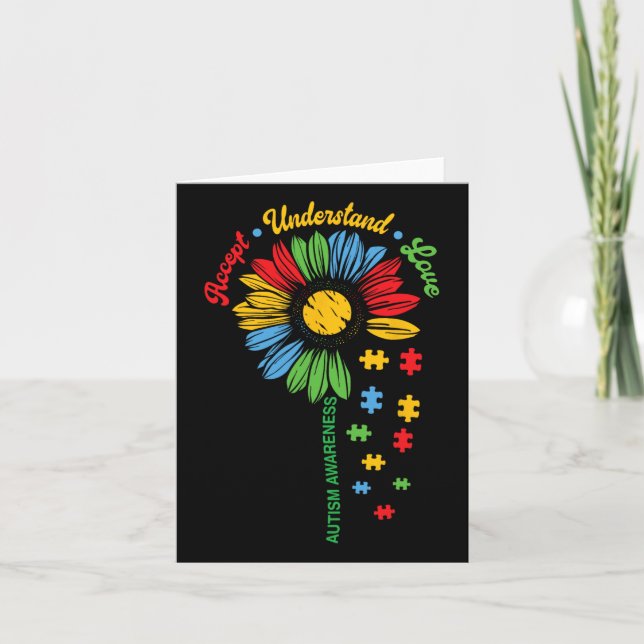 Autism Awareness Solros Autistic Support Autism Su Kort (Framsida)