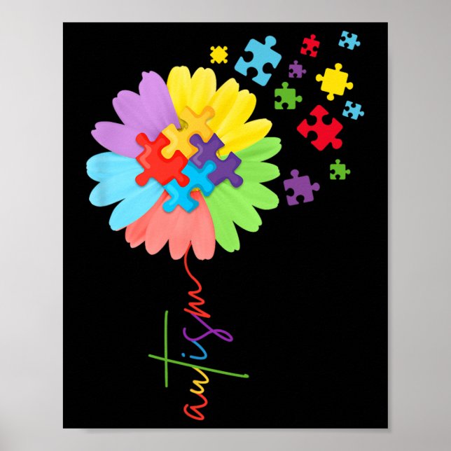 Autism Awareness Solros Puzzle Biet Kids Poster (Framsidan)