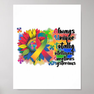 Autism Awareness Solros Shirt Autism Alltid Uni Poster