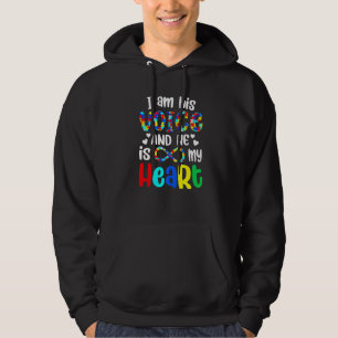 Autism Awareness Son Boys Kids Jag är hans röst ha Hoodie