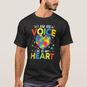 Autism Awareness Son Boys Kids Jag är hans röst ha T Shirt
