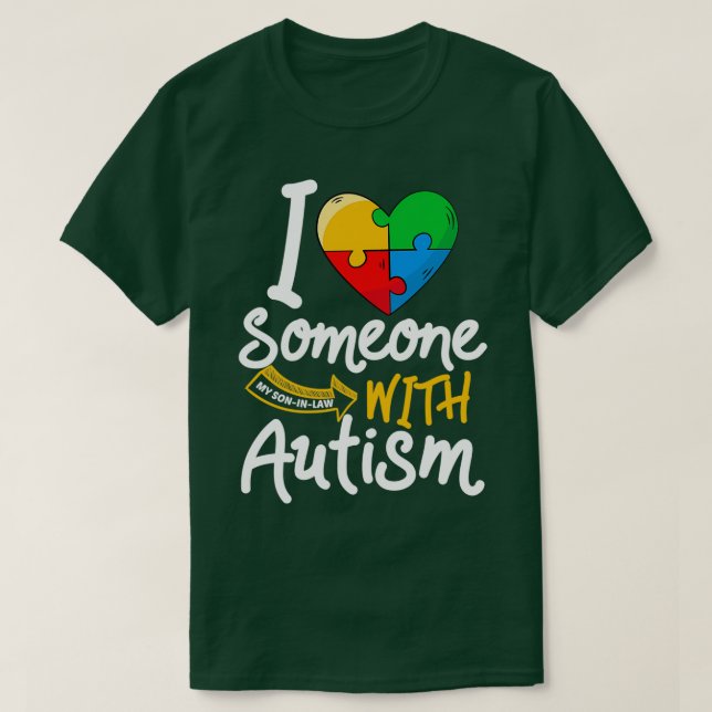 Autism Awareness Son in law Ley, Lusny I Kärlek Nå T Shirt (Design framsida)