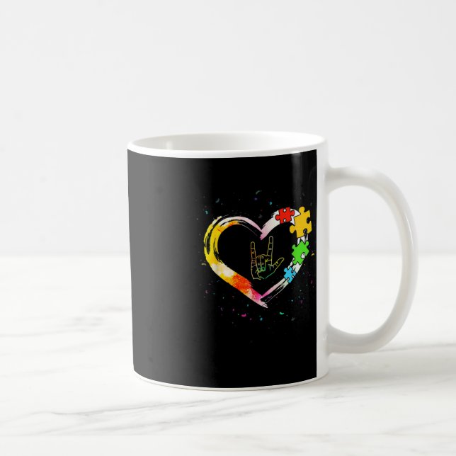 Autism Awareness Speciell Ed Teacher Asl Sign Lang Kaffemugg (Höger)