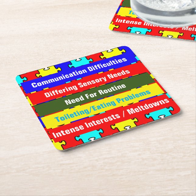 Autism Awareness/Square Underlägg Papper Kvadrat (Vinklad)