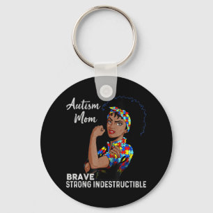 Autism Awareness Strong Mamma Afro Mor Black Wome Nyckelring