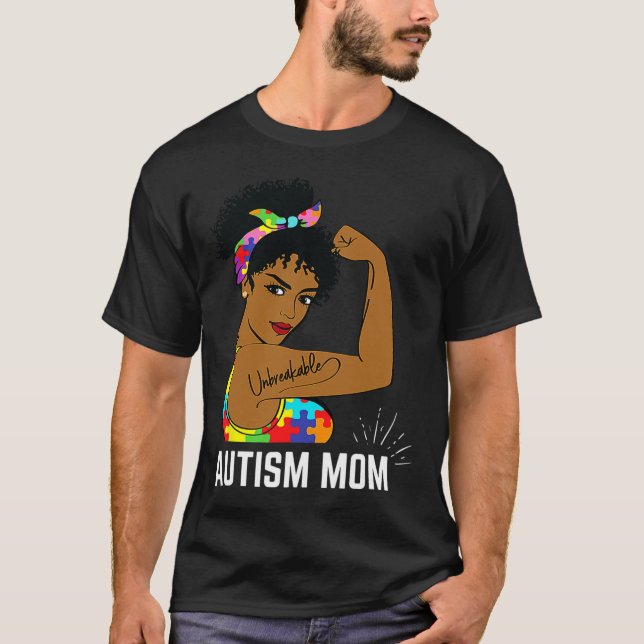 Autism Awareness Strong Mamma Afro Mor Black Wome T Shirt (Framsida)