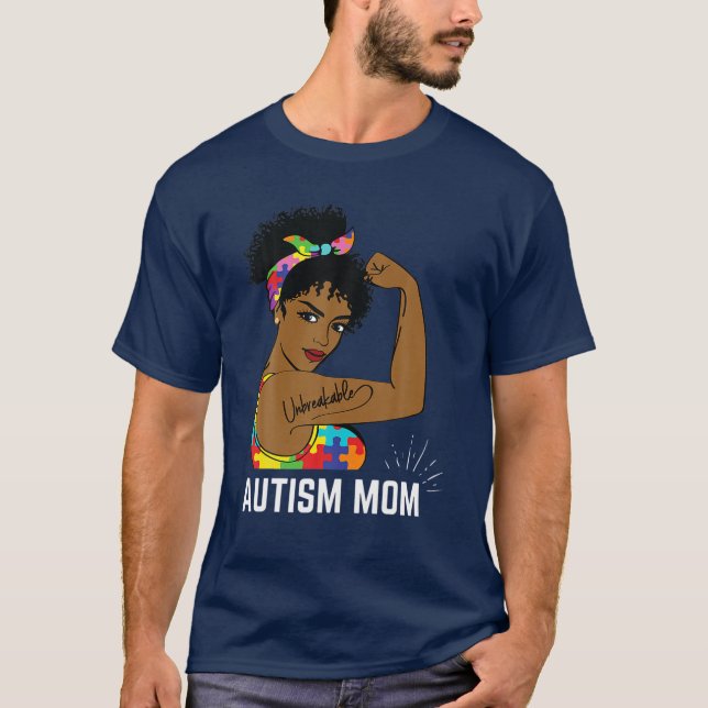 Autism Awareness Strong Mamma Afro Mor Black Wome T Shirt (Framsida)