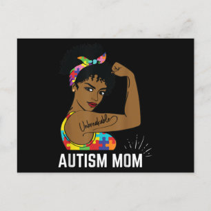 Autism Awareness Strong Mamma Afro Mor Black Wome Vykort