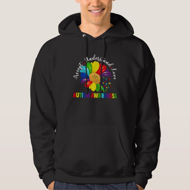 Autism Awareness Sunflower Accept Understand Love  Hoodie (Framsida)