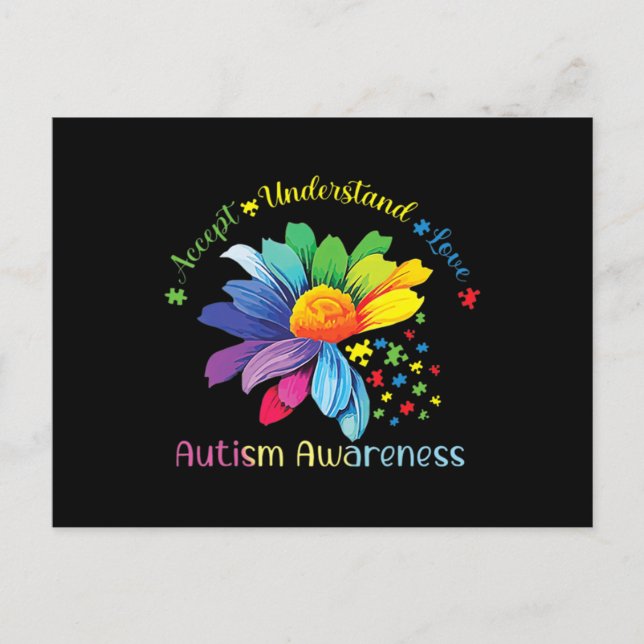 Autism Awareness Sunflower Accept Understand Love  Vykort (Framsida)