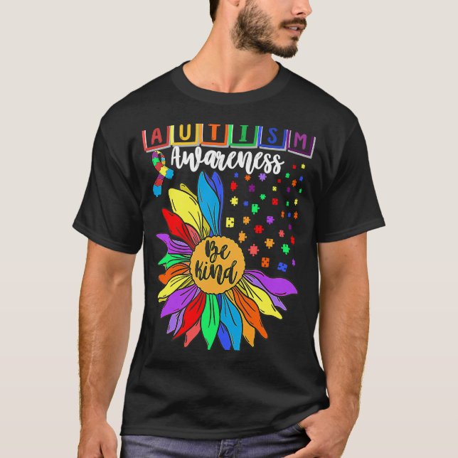 Autism Awareness Sunflower Choose Kindness Autism  T Shirt (Framsida)