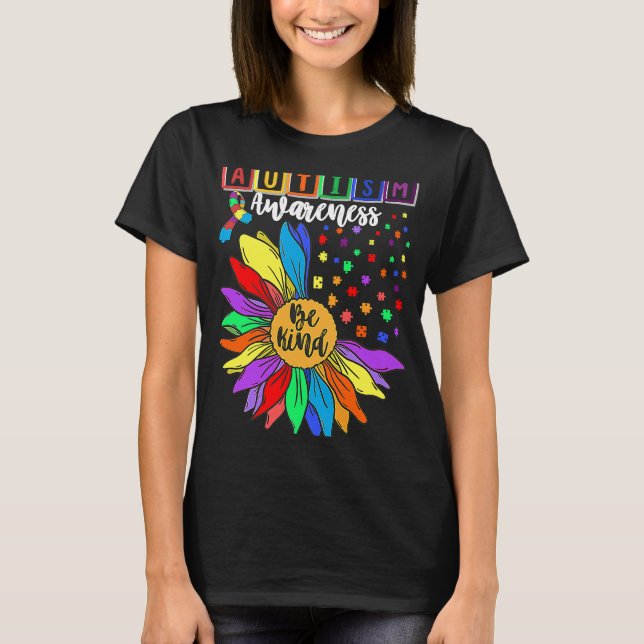 Autism Awareness Sunflower Choose Kindness Autism  T Shirt (Framsida)
