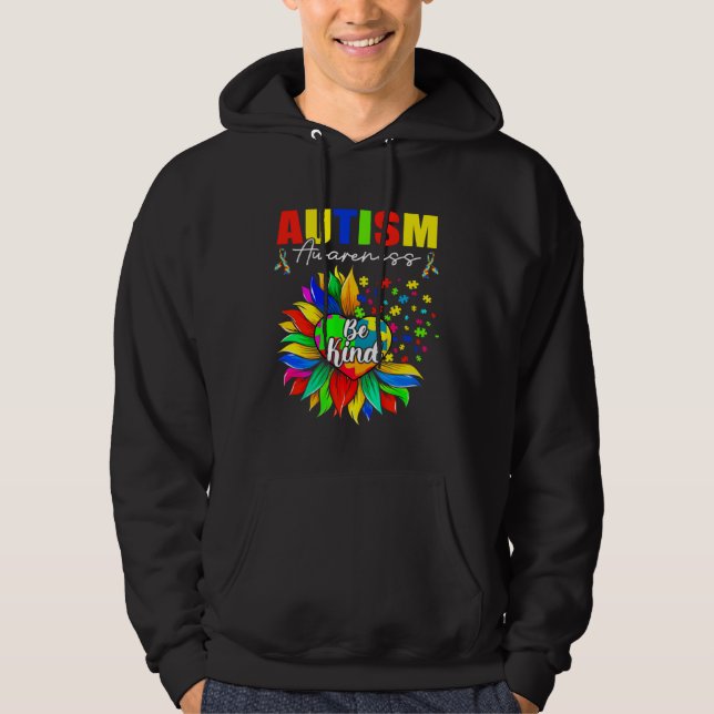 Autism Awareness Sunflower Choose Kindness Mom Kid Hoodie (Framsida)