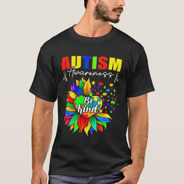 Autism Awareness Sunflower Choose Kindness Mom Kid T Shirt (Framsida)