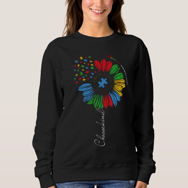 Autism Awareness Sunflower Kids Choose Kind Autism T Shirt (Framsida)