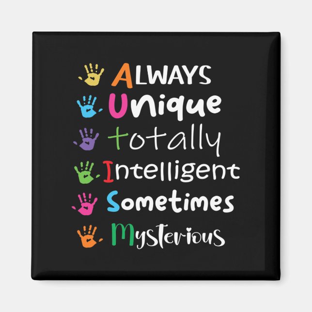 Autism Awareness Support Autism Kids för Mamma Pap Magnet (Framsidan)