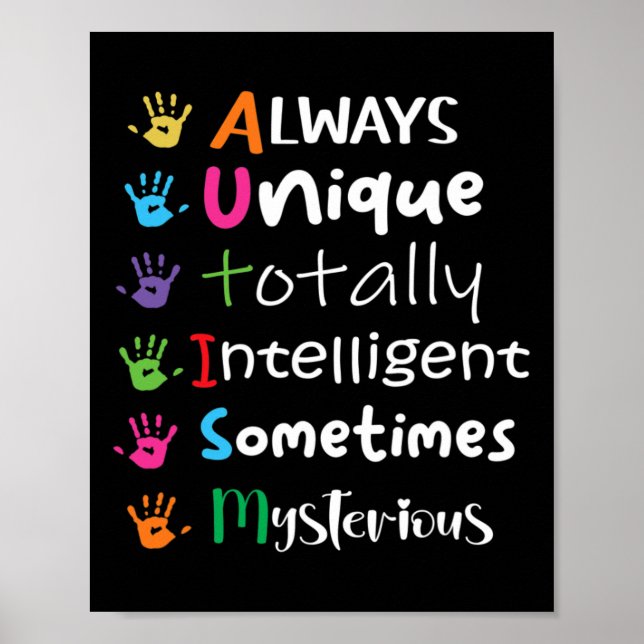 Autism Awareness Support Autism Kids för Mamma Pap Poster (Framsidan)