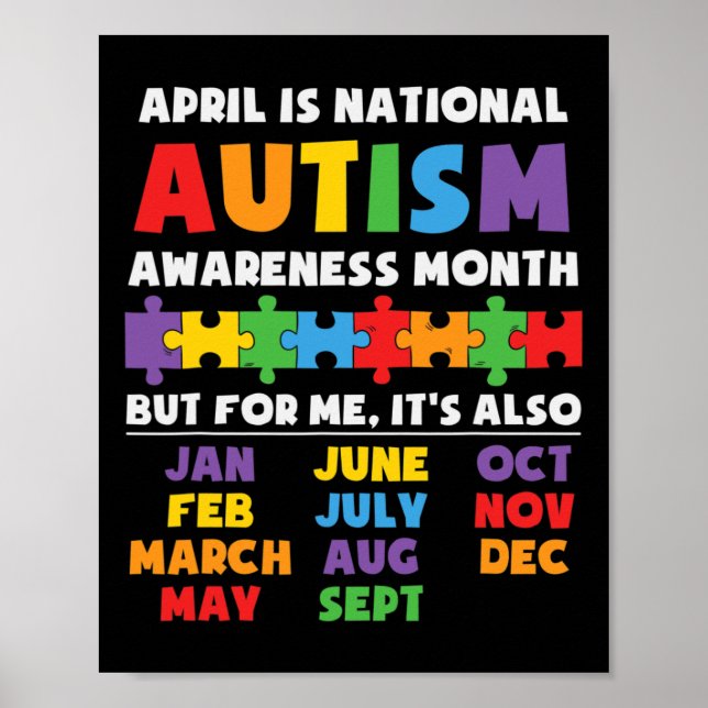 Autism Awareness Support Autism Kids för Mamma Pap Poster (Framsidan)