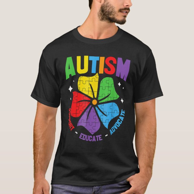 AUTISM AWARENESS Support Autism Kids för Mamma Pap T Shirt (Framsida)