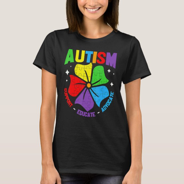 Autism Awareness Support Autism Kids för Mamma Pap T Shirt (Framsida)