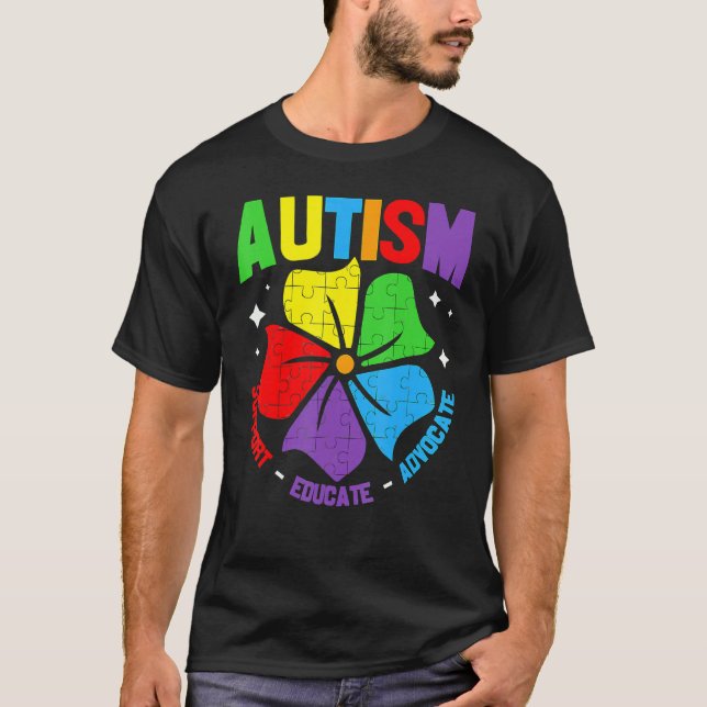 Autism Awareness Support Autism Kids för Mamma Pap T Shirt (Framsida)