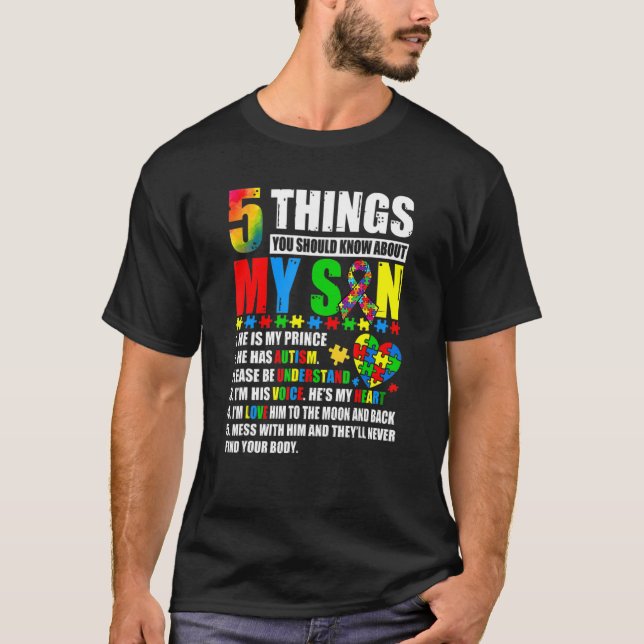 Autism Awareness Support Autism Son Kids för Mamma T Shirt (Framsida)