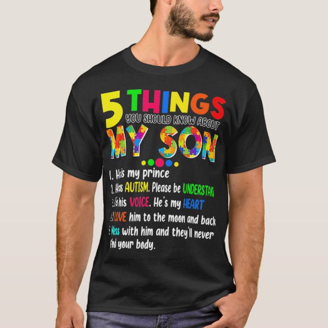Autism Awareness Support Autism Son Kids för Mamma T Shirt (Framsida)