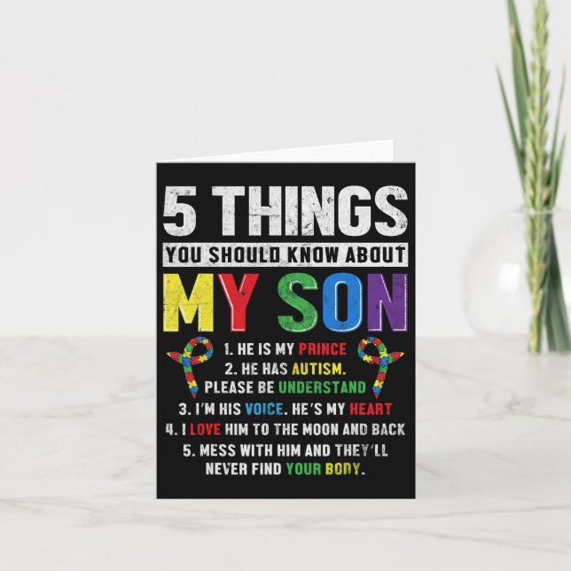 Autism Awareness Support Autistic Child Son Kids F Kort (Framsida)