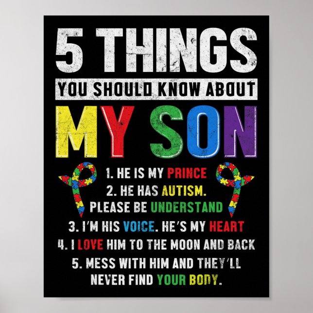 Autism Awareness Support Autistic Child Son Kids F Poster (Framsidan)