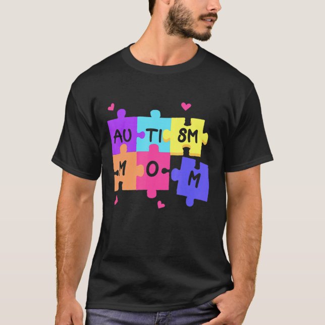 Autism Awareness Support Autistic Mother With Puzz T Shirt (Framsida)