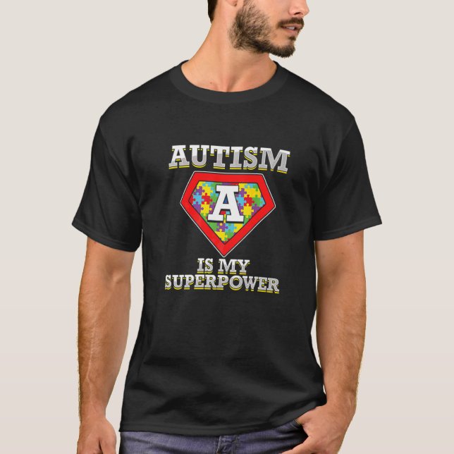 Autism Awareness Support Autistic Power Puzzle Rib T Shirt (Framsida)