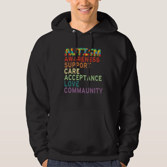Autism Awareness Support Care Acceptance 1 Hoodie (Framsida)