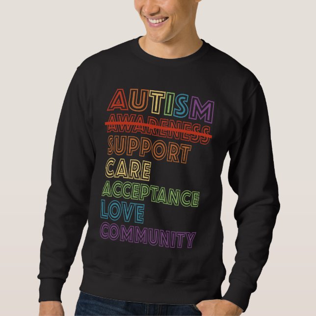 Autism Awareness Support Care Acceptance Accept Un Lång Ärmad Tröja (Framsida)