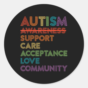 Autism Awareness Support Care Acceptance Ally Gift Runt Klistermärke