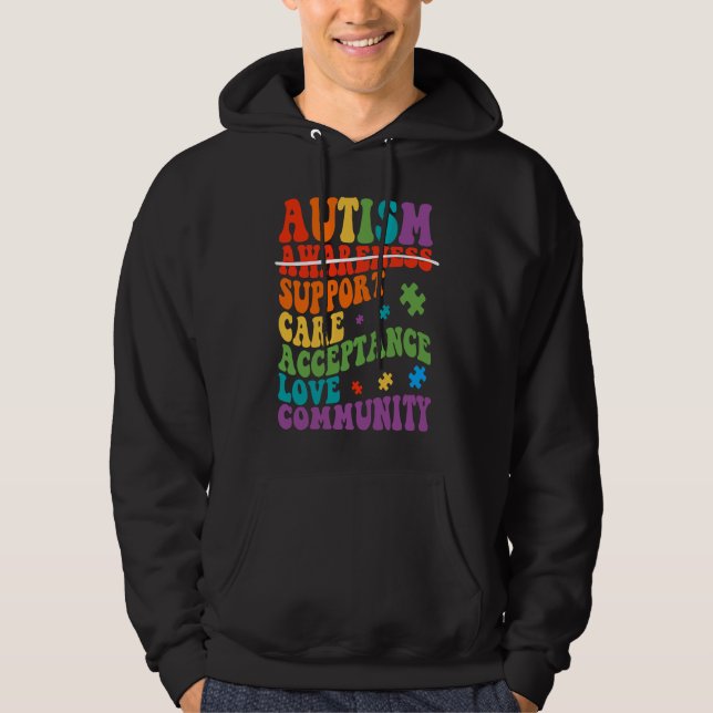 Autism Awareness Support Care Acceptance Ally Groo Hoodie (Framsida)
