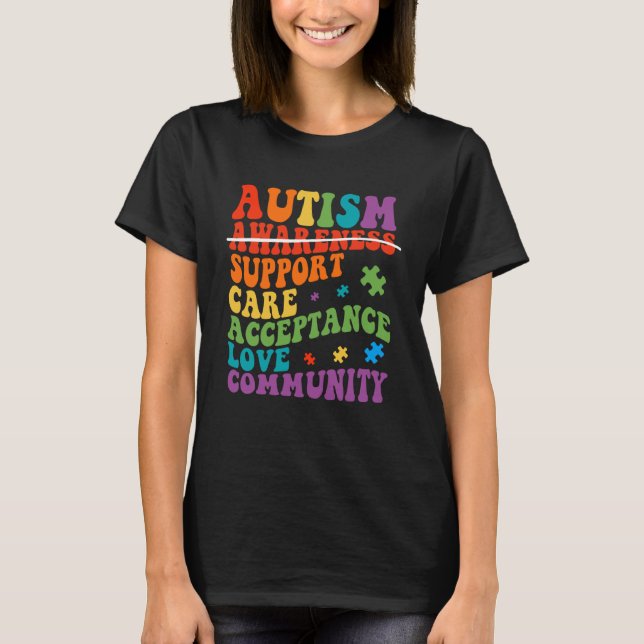 Autism Awareness Support Care Acceptance Ally Groo T Shirt (Framsida)